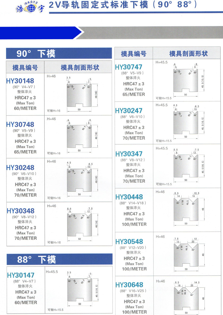 2V导轨固定式标准下模（90°88°）的图片